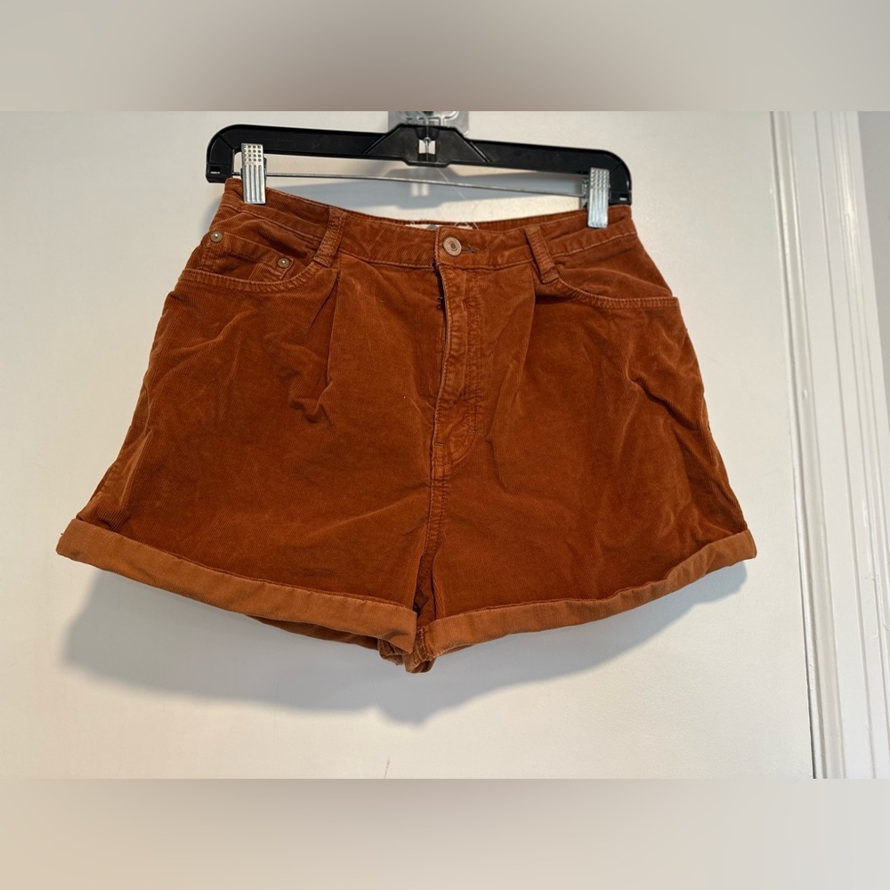 Free People We The Free Burnt Orange Corduroy High Rise Shorts Sz:27 Festival.